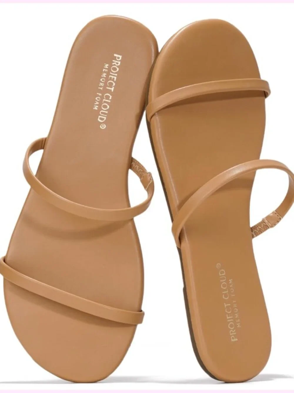 Memory Foam Insole Eco-Crafted Leather Double Strap Slide Sandals